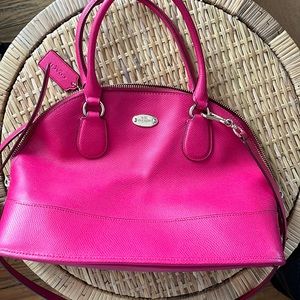 COACH Pink/fuchsia top handle/cross body bag with gold hardware.